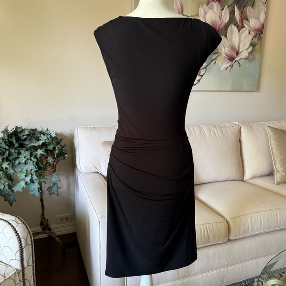 New York & Company Little Black Dress Asymmetrical Ruched Cocktail Party Dress - Picture 5 of 16